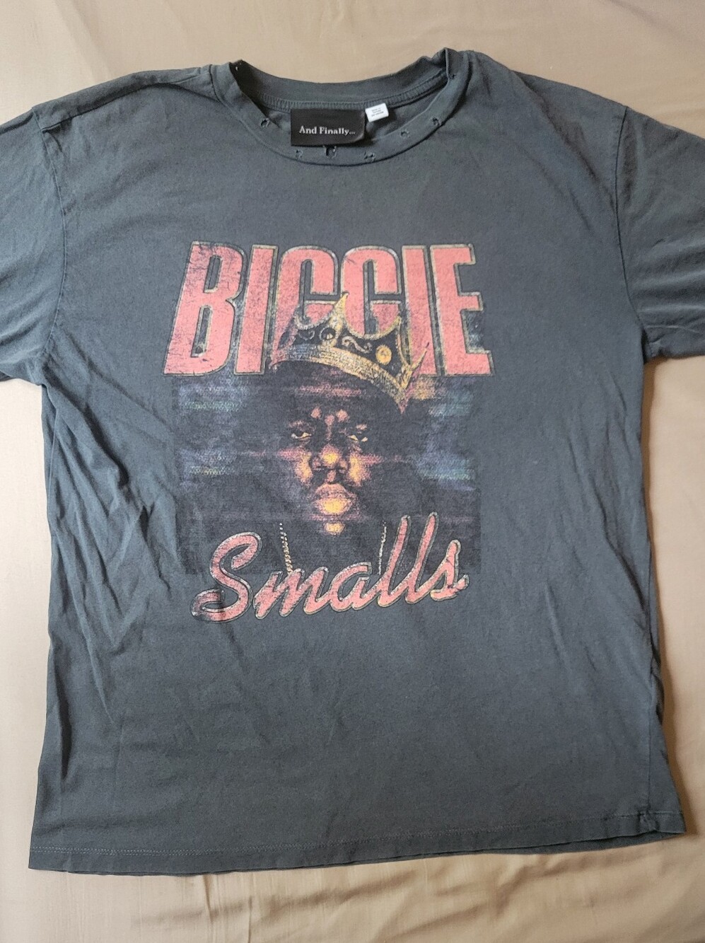 Topshop Biggie Smalls Graphic Tee in Charcoal